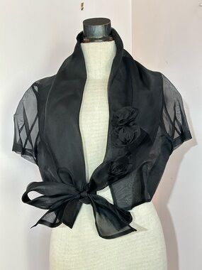 Conbipel Black Organza Evening Wrap Jacket